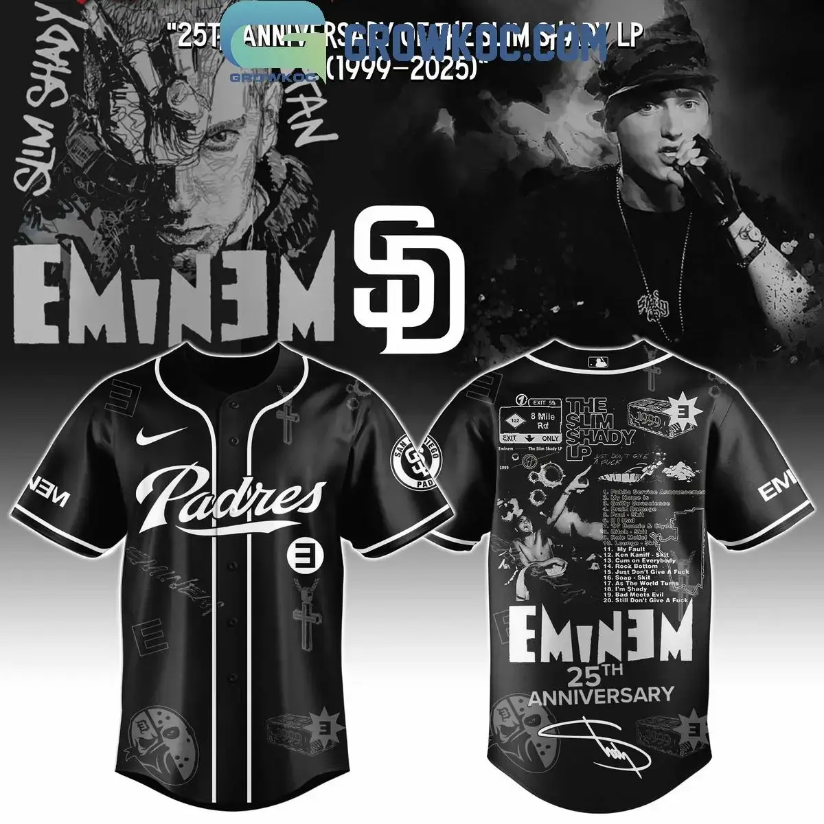 San Diego Padres x Eminem 25th Anniversary Of The Slim Shady LP 2025 Jersey Image