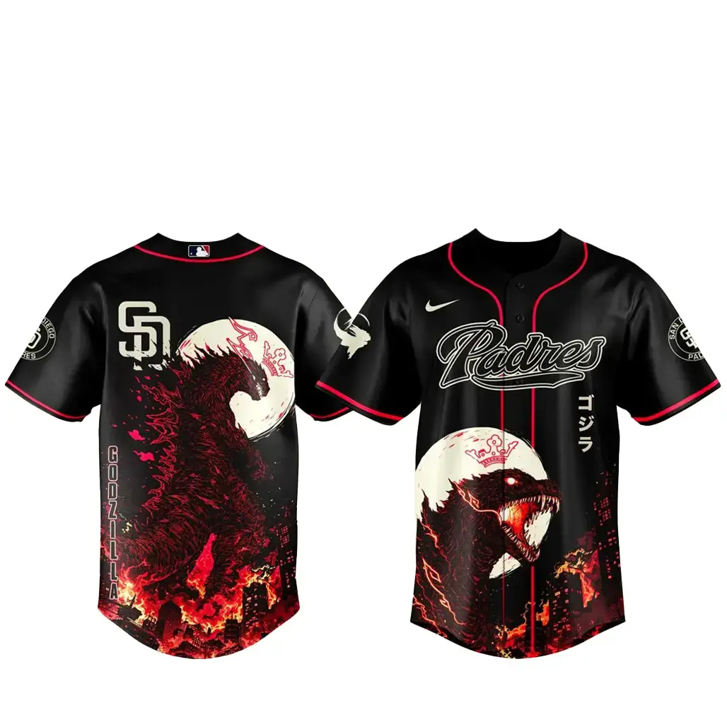 San Diego Padres x Godzilla Minus Zero Baseball Jersey Image