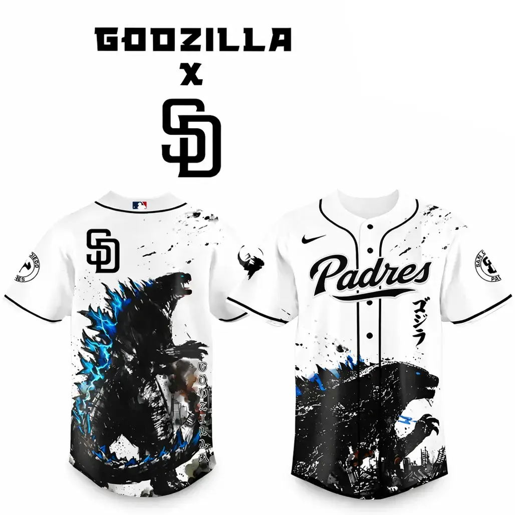 San Diego Padres x Godzilla Monster Baseball Jersey Image