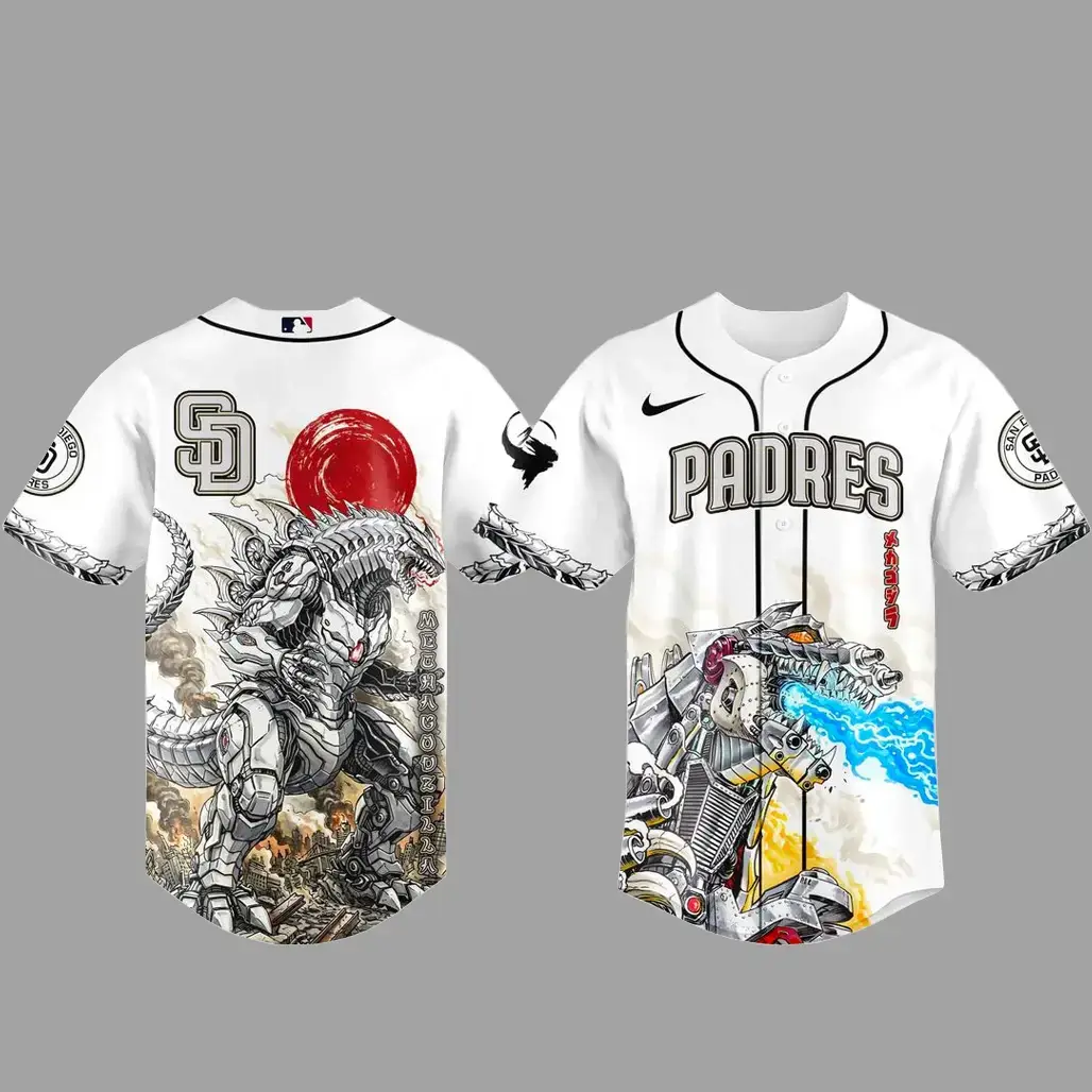 San Diego Padres x MechaGodzilla Monster Baseball Jersey Image