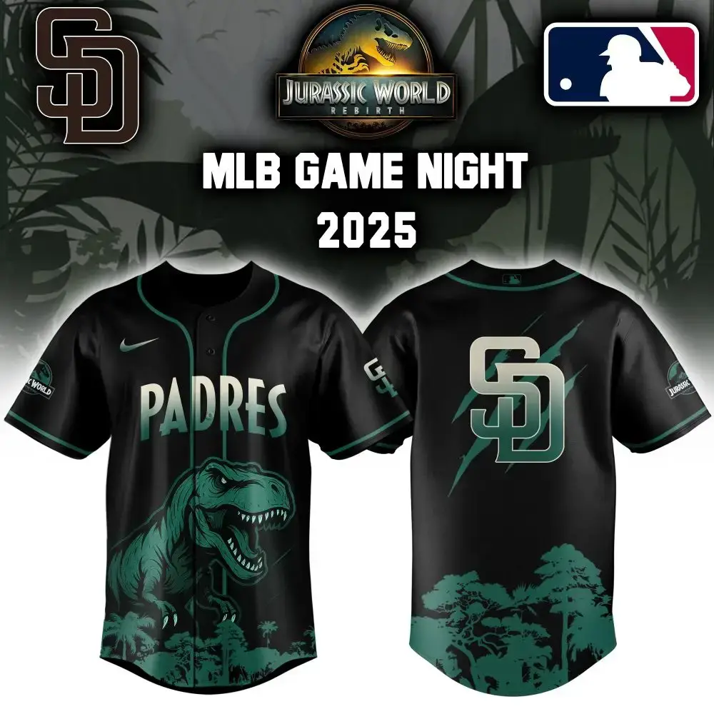 San Diego Padres X Mlb Jurassic World Custom Baseball Jersey Image