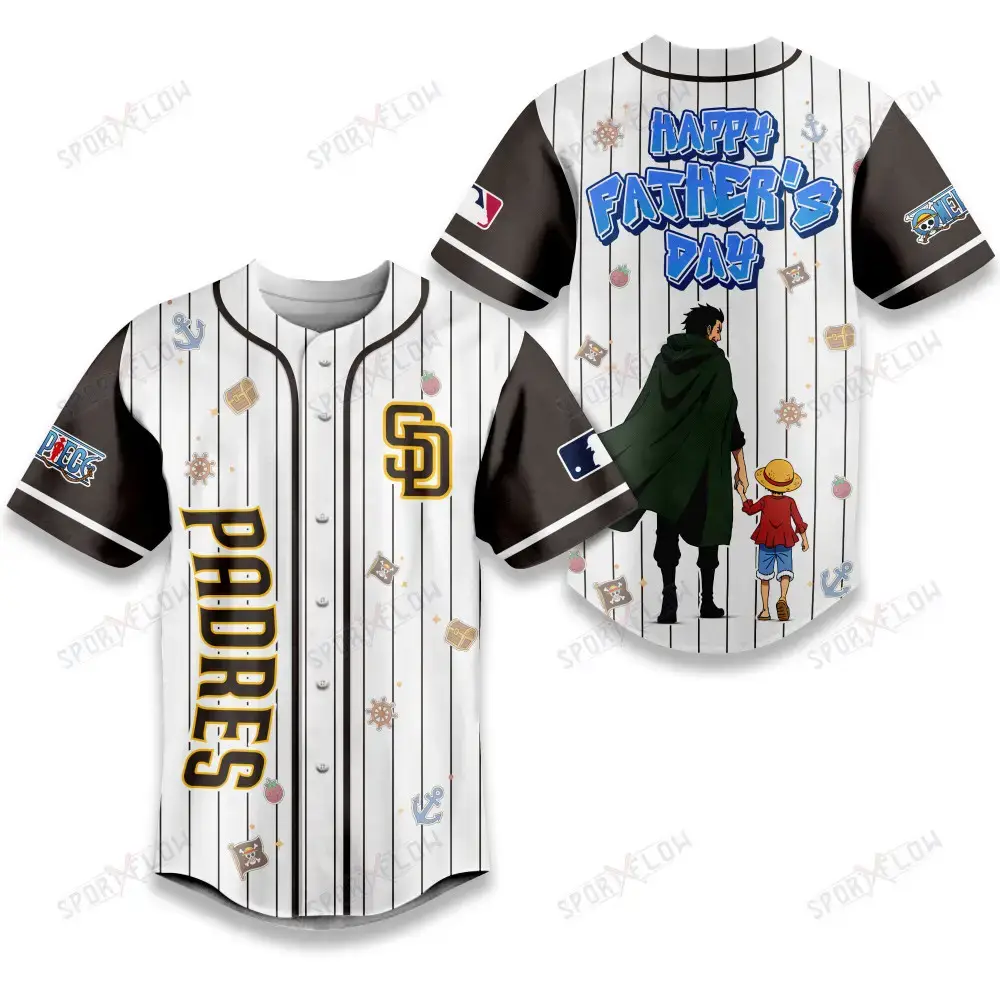 San Diego Padres X One Piece Dragon & Luffy Dad Baseball Jersey Image
