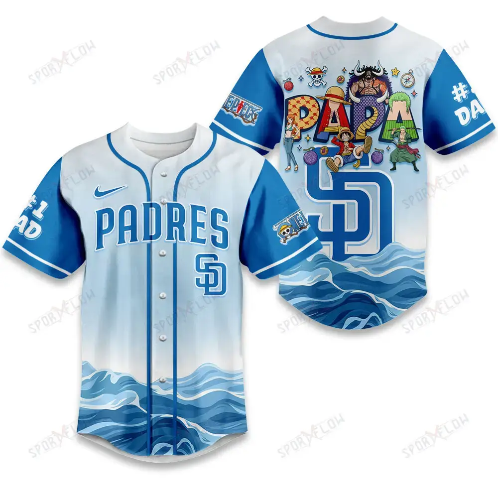 San Diego Padres X One Piece Grand Line Papa Father'S Day Baseball Jersey Image
