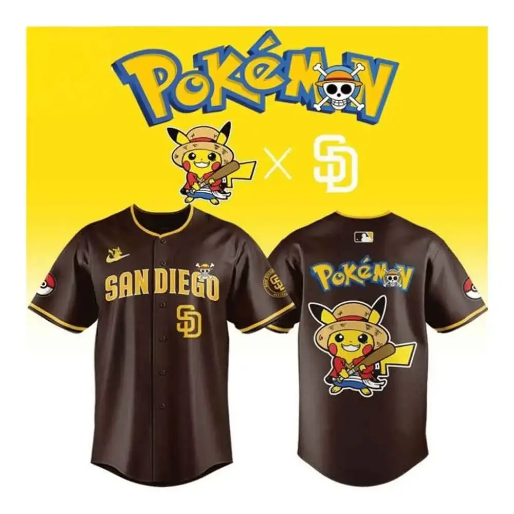 San Diego Padres X One Piece X Pokemon Night Baseball Jersey Padres Merch Fans Gifts Image