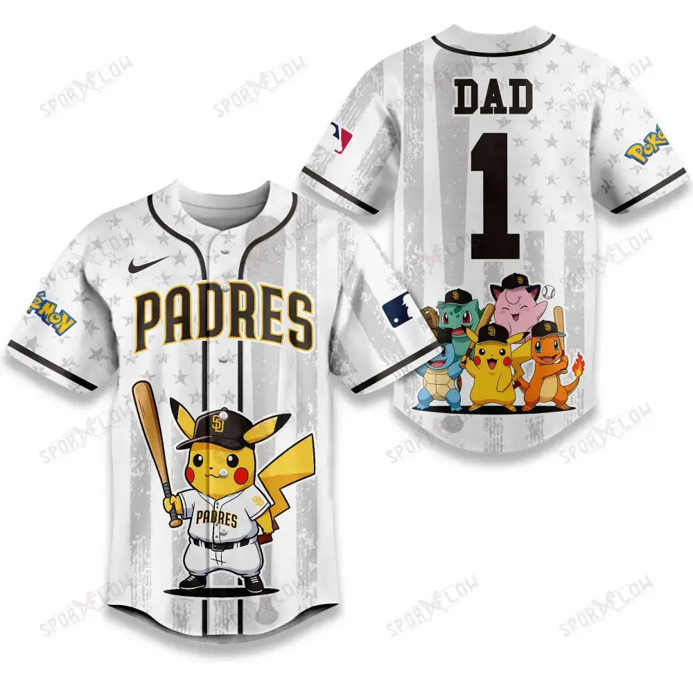 San Diego Padres X Pokemon Night Dad Edition Baseball Jersey Image