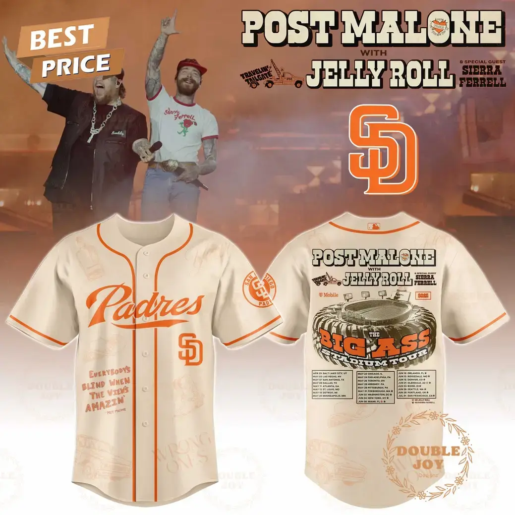 San Diego Padres x Post Malone With Jelly Roll Big Ass Limited Edition Baseball Jersey Image