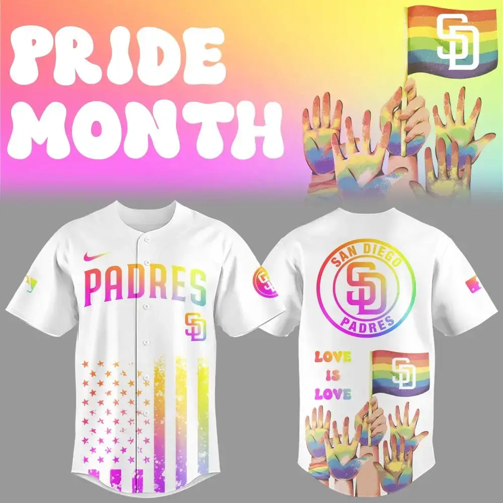 San Diego Padres X Pride Month Custom Baseball Jersey Image