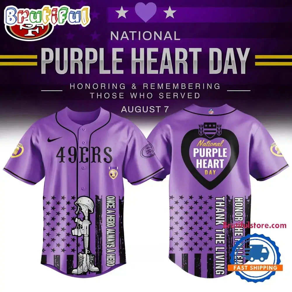 San Francisco 49ers Purple Heart Day Limited Edition Baseball Jersey Image