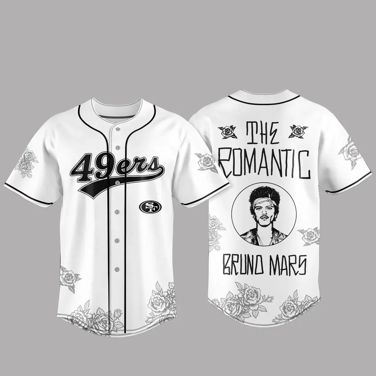 San Francisco 49ers x Bruno Mars The Romantic Tour Baseball Jersey Image