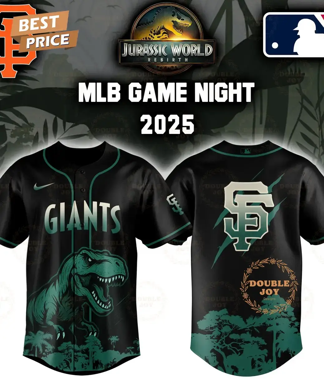 San Francisco Giants Jurassic World Rebirth Game Night 2025 Special Edition Baseball Jersey Image
