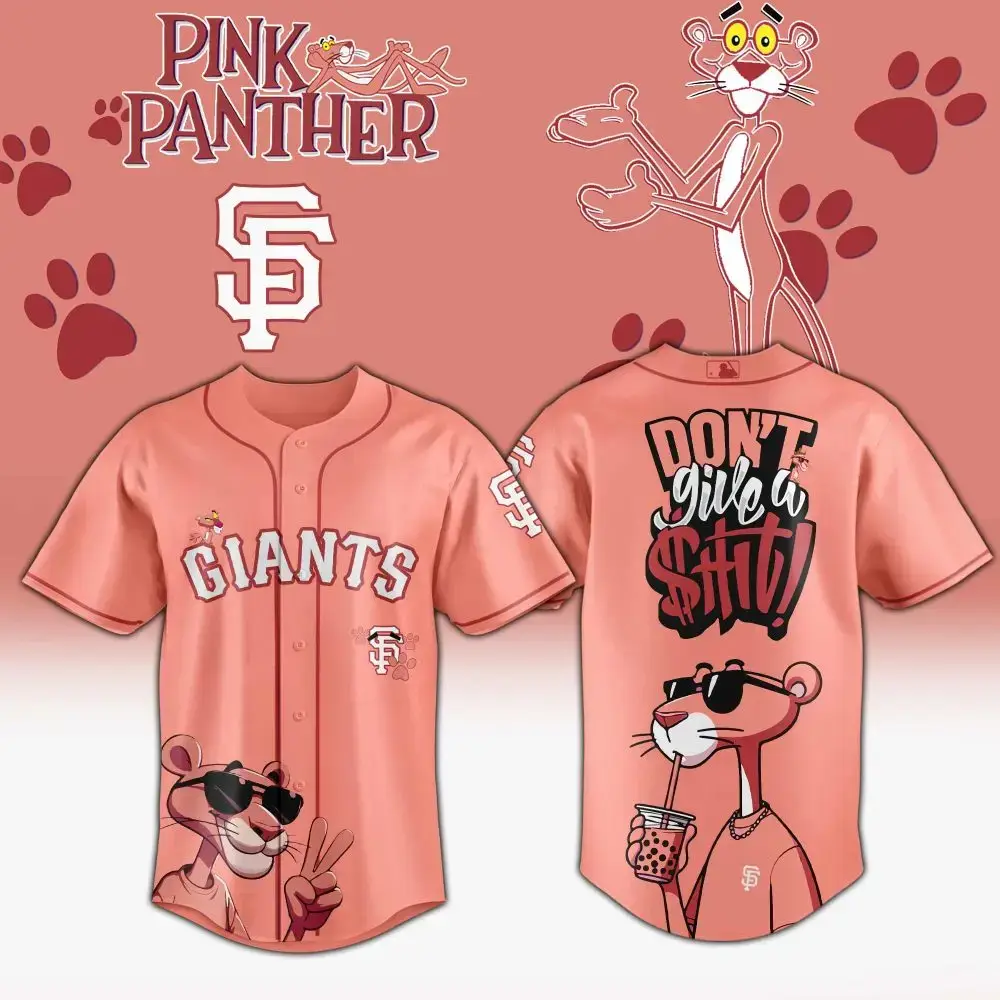 San Francisco Giants Mlb X Pink Panther Cool Panther Custom Baseball Jersey Image