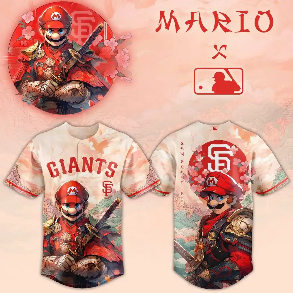 San Francisco Giants Mlb X Super Mario Samurai Hero Custom Baseball Jersey Image