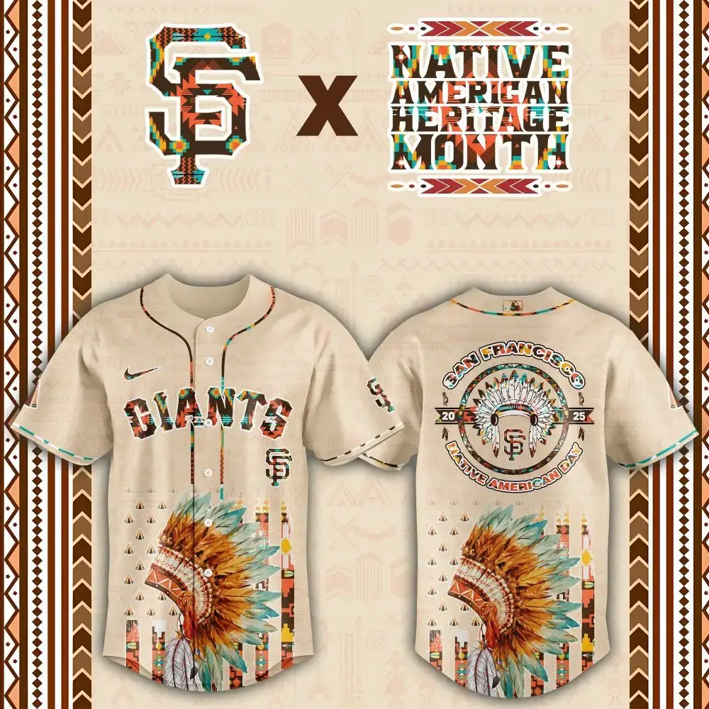 San Francisco Giants Native American Heritage Month Custom Baseball Jersey Image
