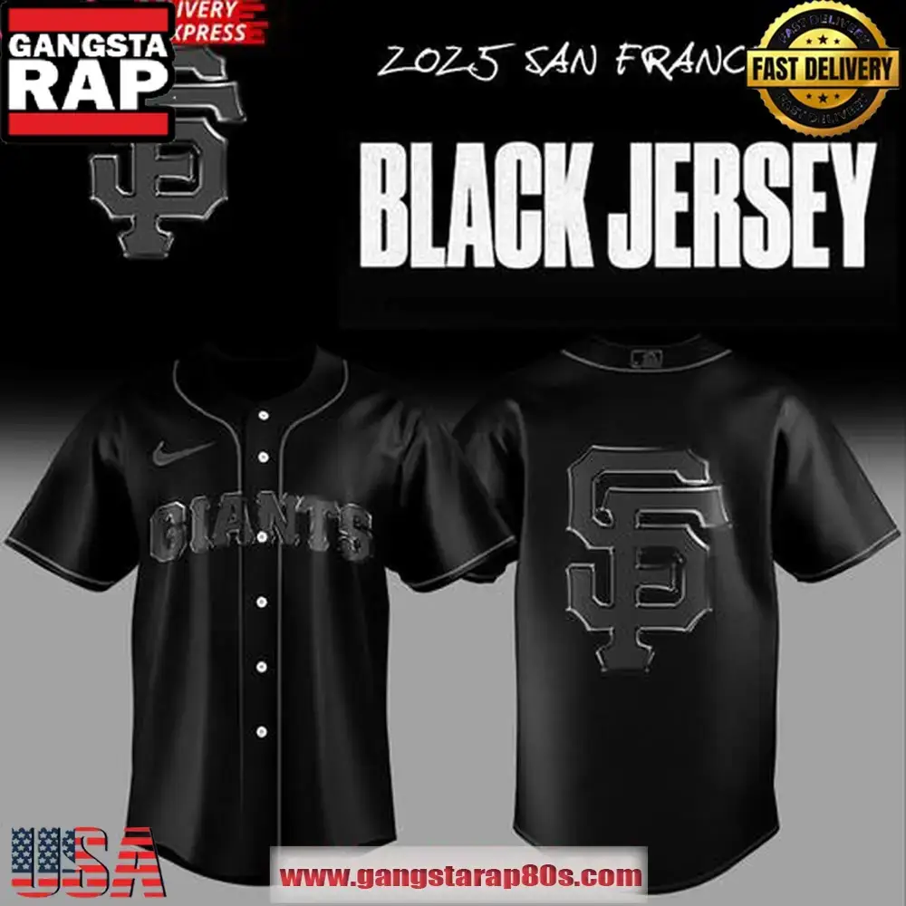 San Francisco Giants Shadow City Blackout Baseball Jersey Shirt Image