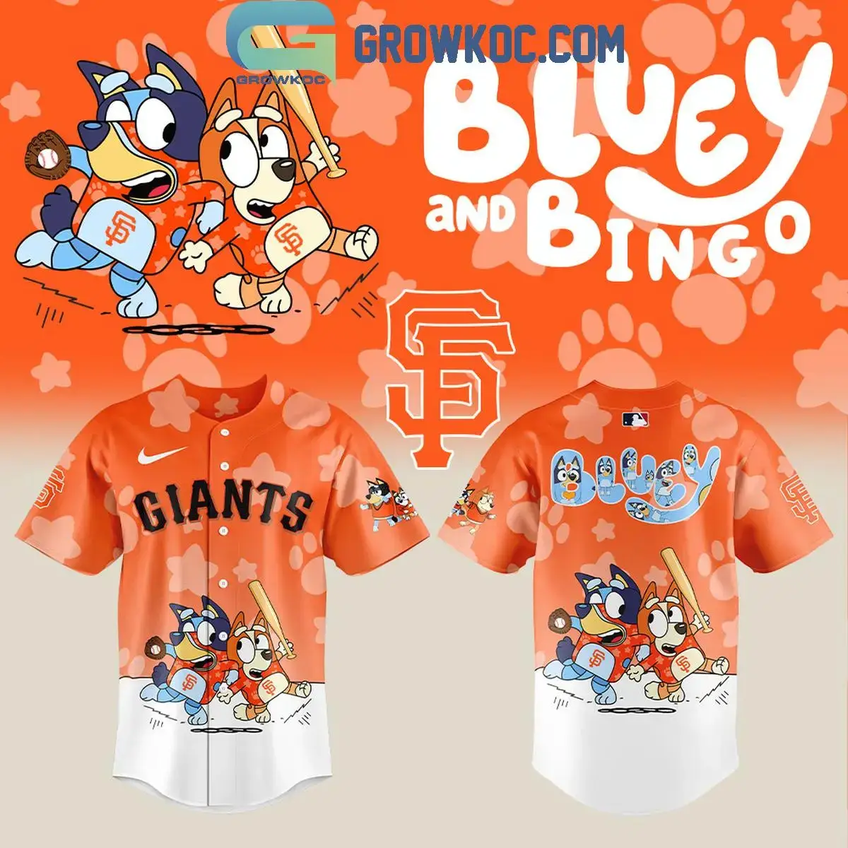 San Francisco Giants x Bluey and Bingo Baseball Jersey Image