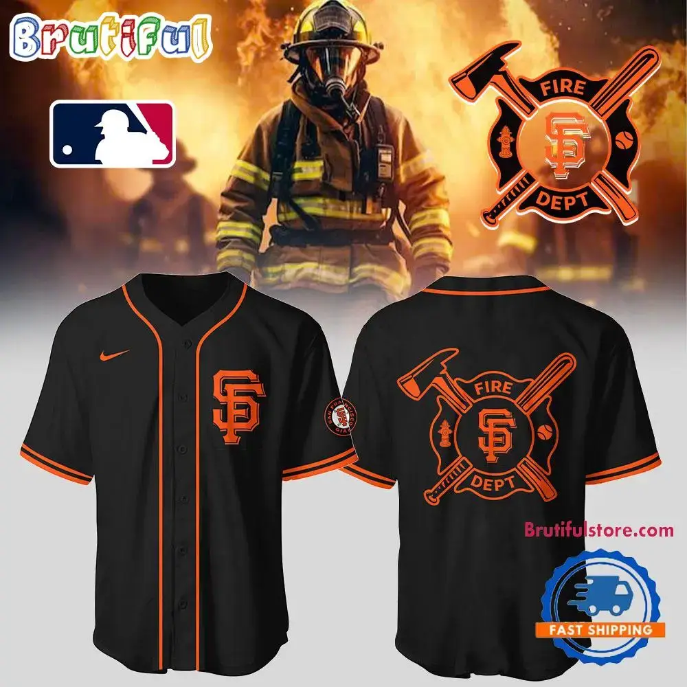 San Francisco Giants X Firefighter Appreciation Night Black Baeaball Jersey Image
