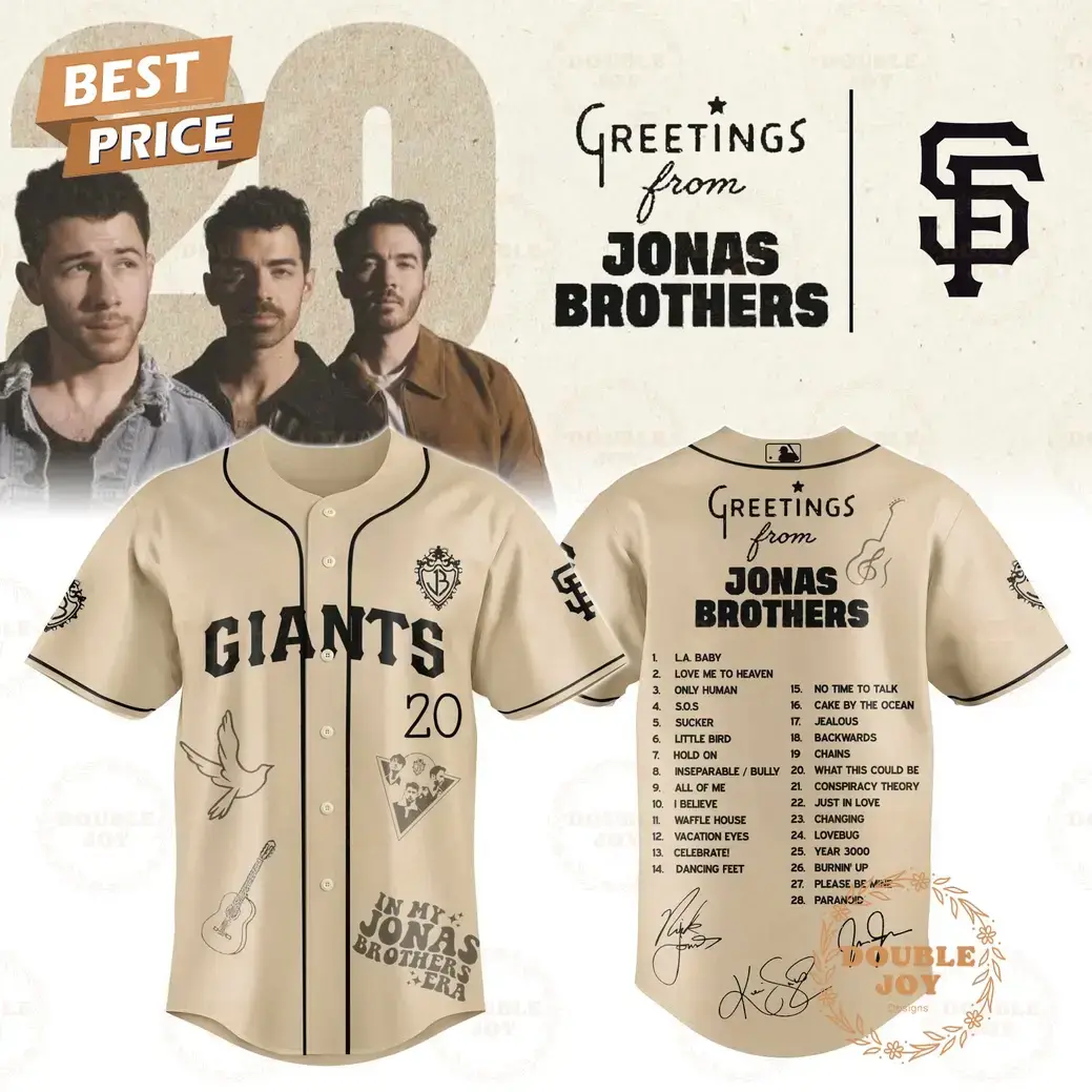 San Francisco Giants x Greetings From Jonas Brothers Begie Baseball Jersey Image