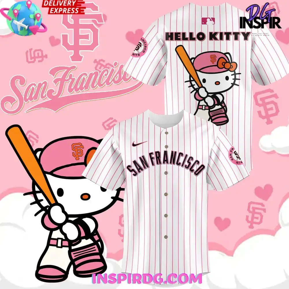 San Francisco Giants X Hello Kitty Night 2024 Stripe Baseball Jersey Image