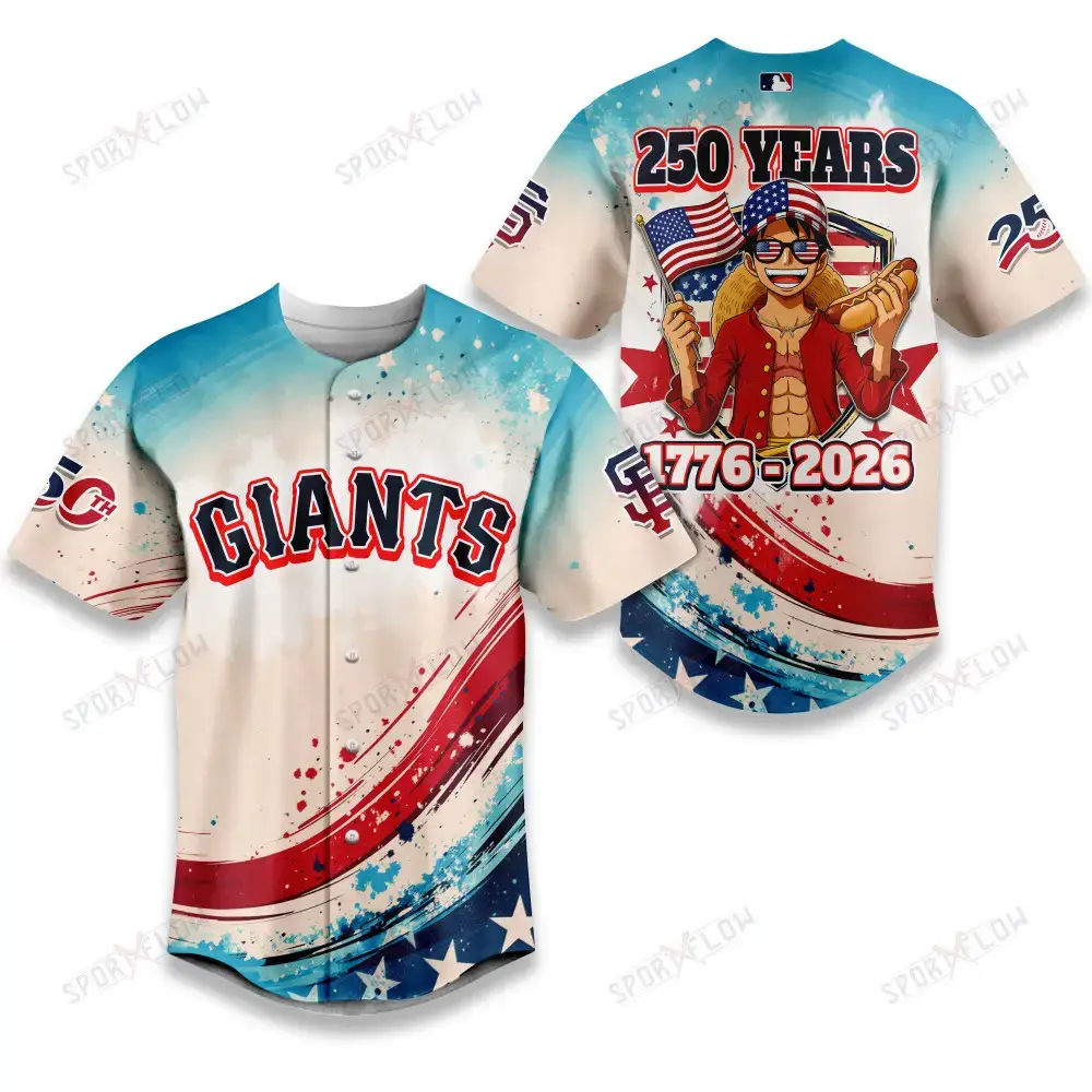 San Francisco Giants X Luffy 250 Years Celebration Party Baseball Jersey Image