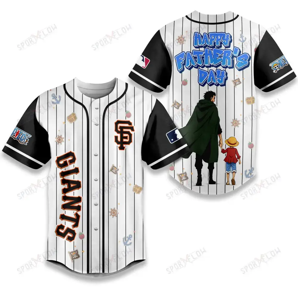 San Francisco Giants X One Piece Dragon & Luffy Dad Baseball Jersey Image