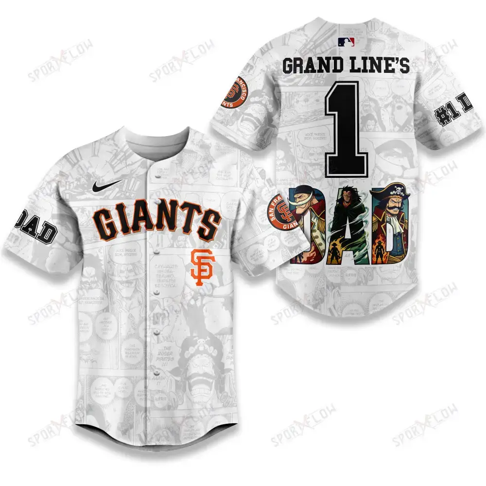 San Francisco Giants X One Piece Grand Line'S #1 Dad Custom Baseball Jersey Image