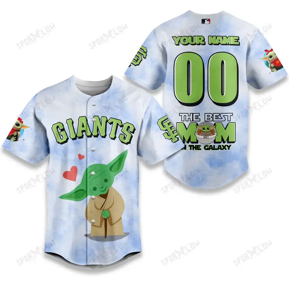 San Francisco Giants X Star Wars Yoda Best Mom Custom Baseball Jersey Image