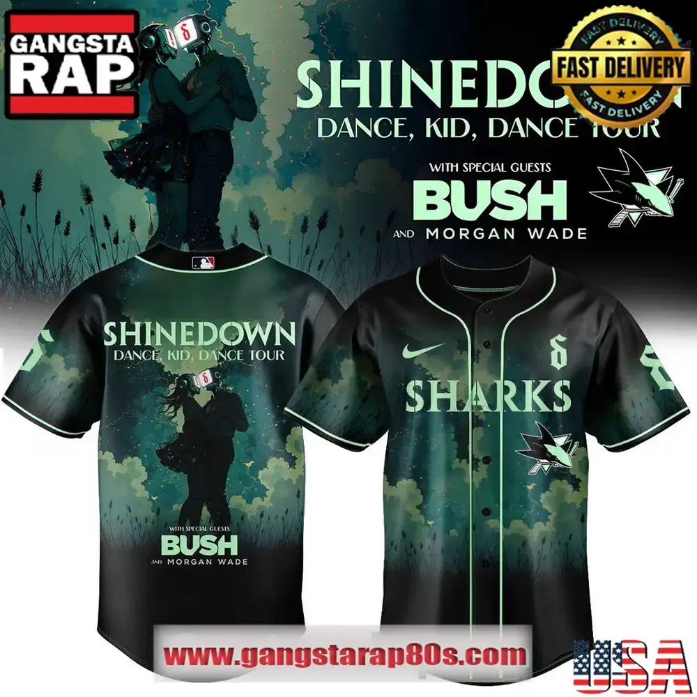 San Jose Sharks x Shinedown DanceKidDance Tour 2025 Baseball Jersey Image