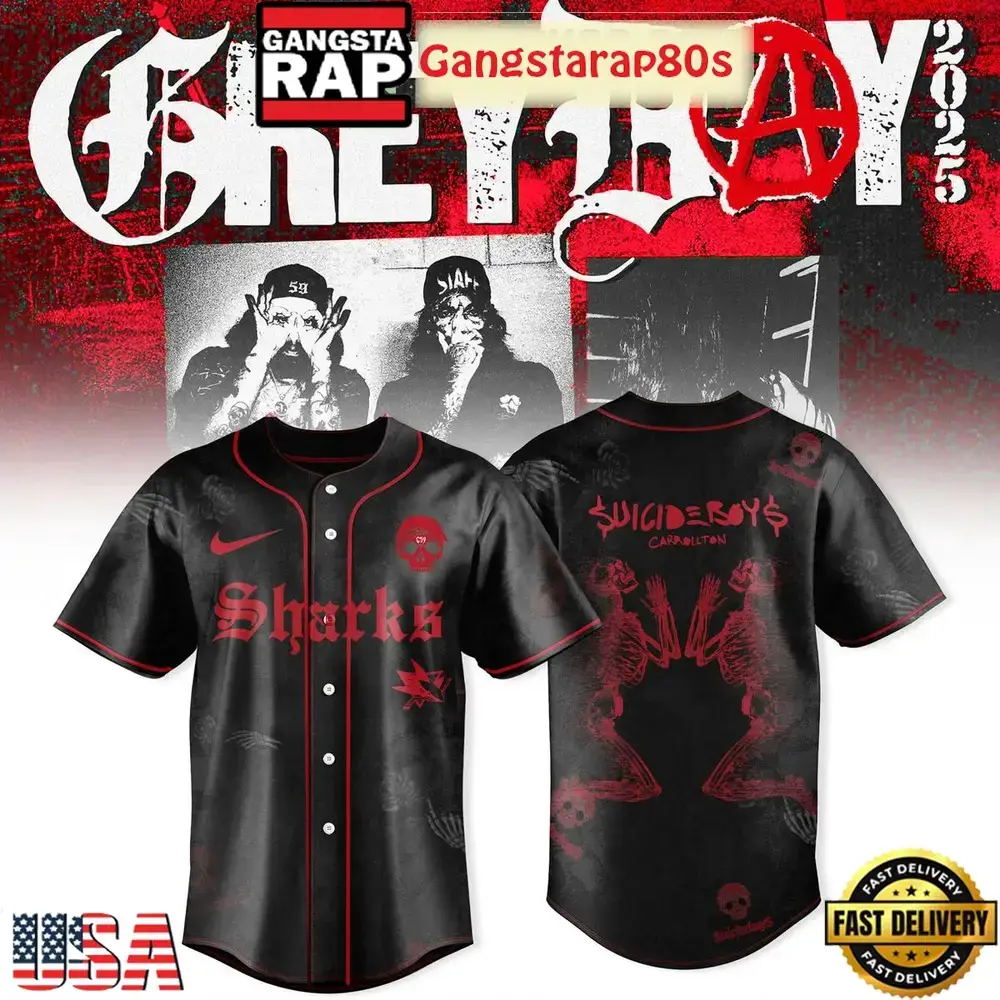 San Jose Sharks x Suicideboys Greyday Tour 2025 Unique Design Baseball Jersey Image