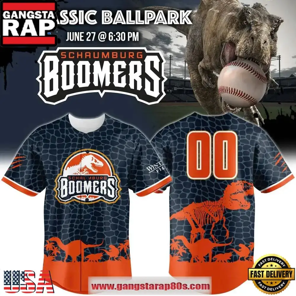 Schaumburg Boomers Jurassic Ballpark Limited Edition Baseball Jersey Shirt Image