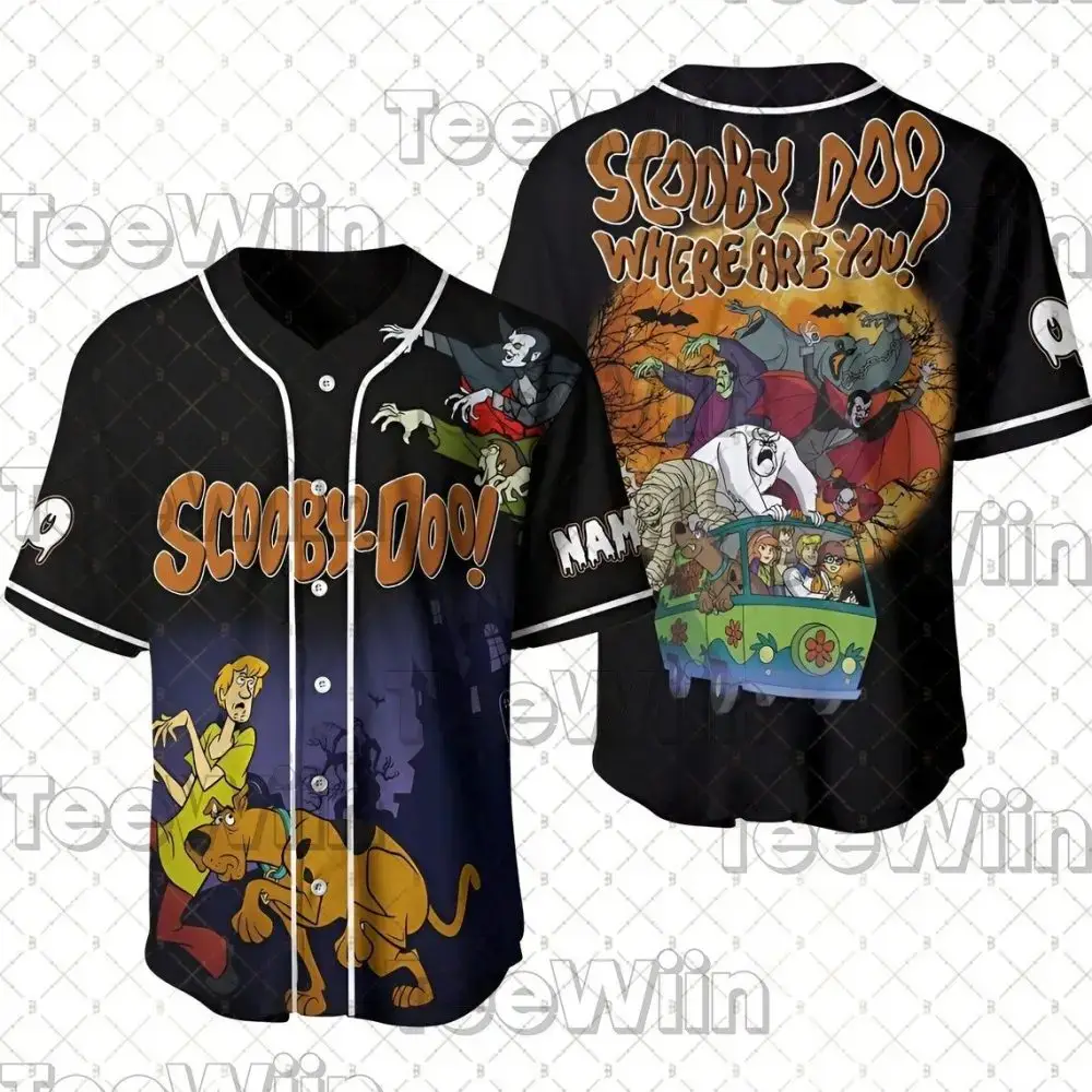 Scooby-Doo Baseball Jersey - Vibrant Cartoon Print, Perfect For Fans! Image