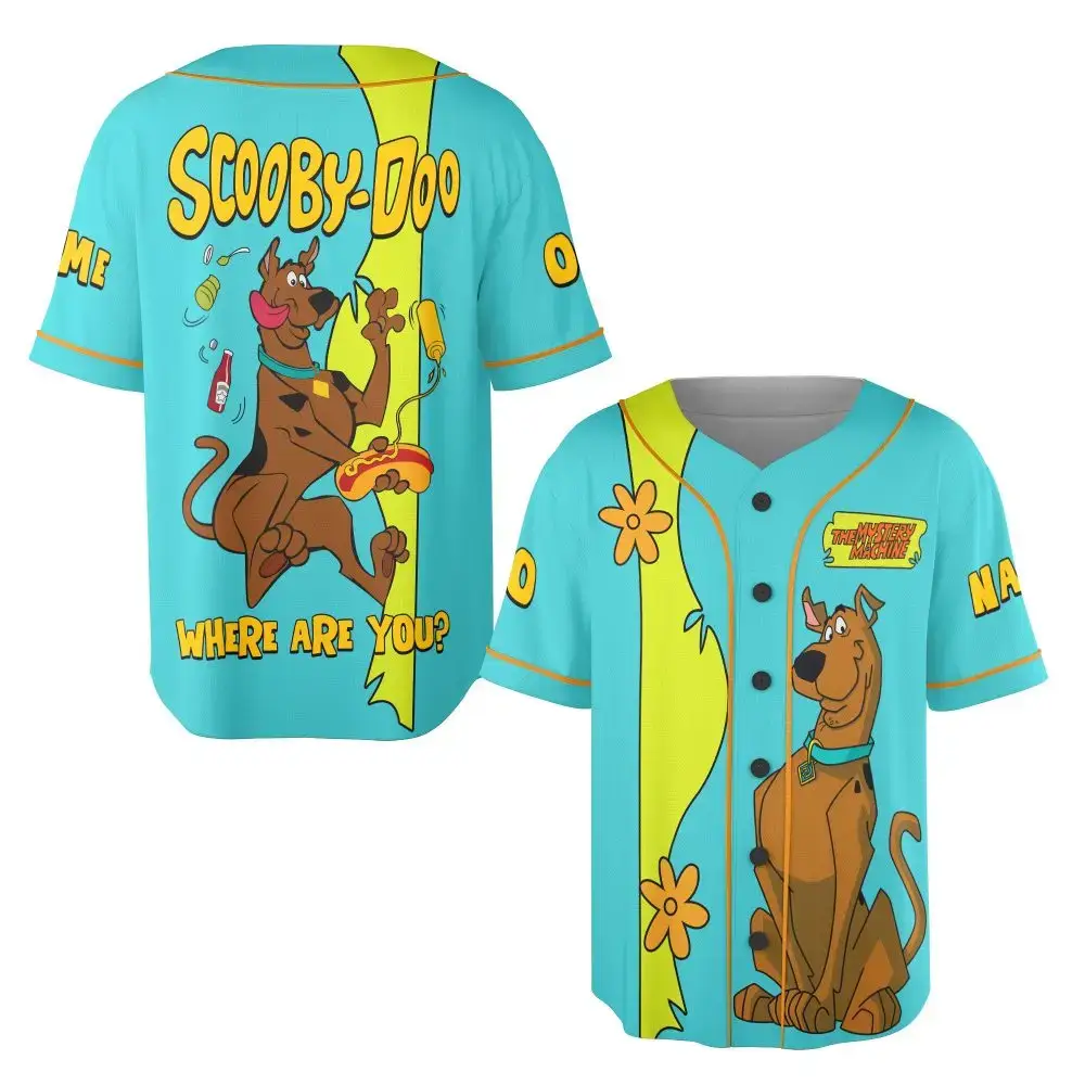 Scooby-Doo Cartoon Baseball Jersey - Fun & Colorful Design For Fans! Image