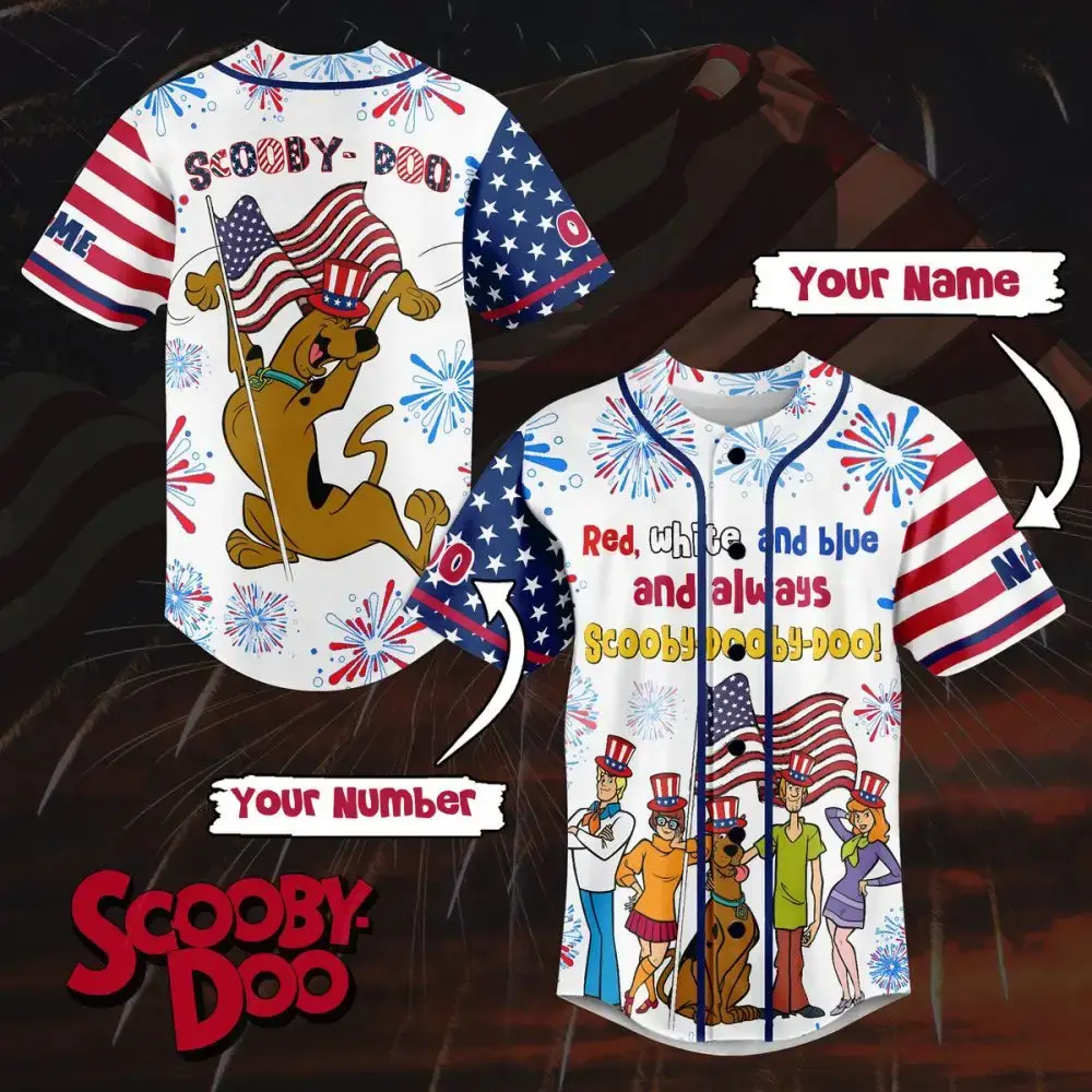Scooby-Doo Patriotic Custom Baseball Jersey – Personalize With Name & Number! Image
