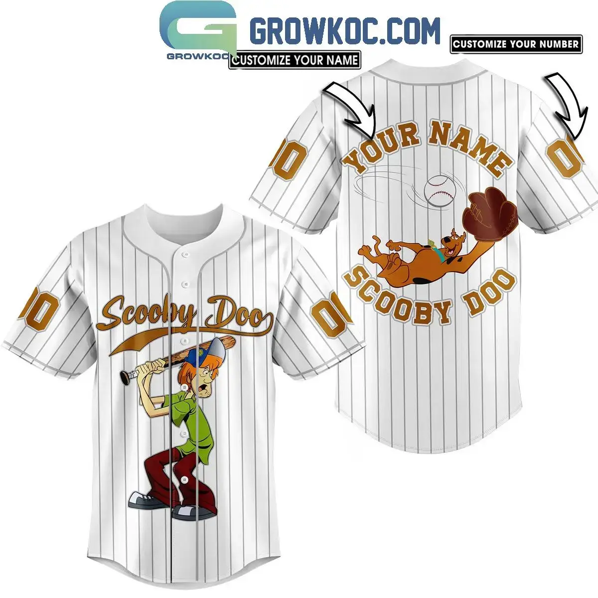 Scooby Doo Playing Baseball Personalized Baseball Jersey Image