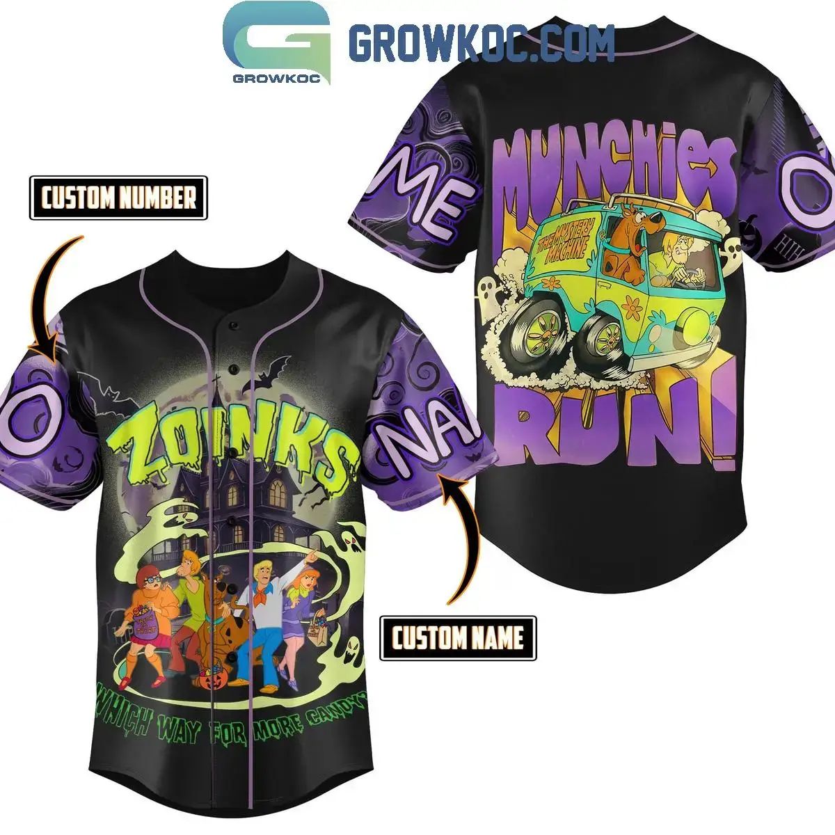 Scooby Doo Zoinks Munchies Run Personalized Baseball Jersey Image