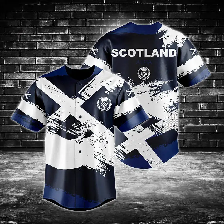 Scotland Baseball Jersey - Stylish Scottish Flag Design For Fans Image