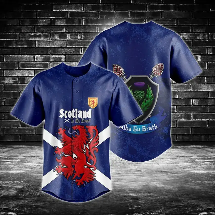Scottish Pride Baseball Jersey - Lion Rampant Design, Perfect Gift For Scotland Fans Image