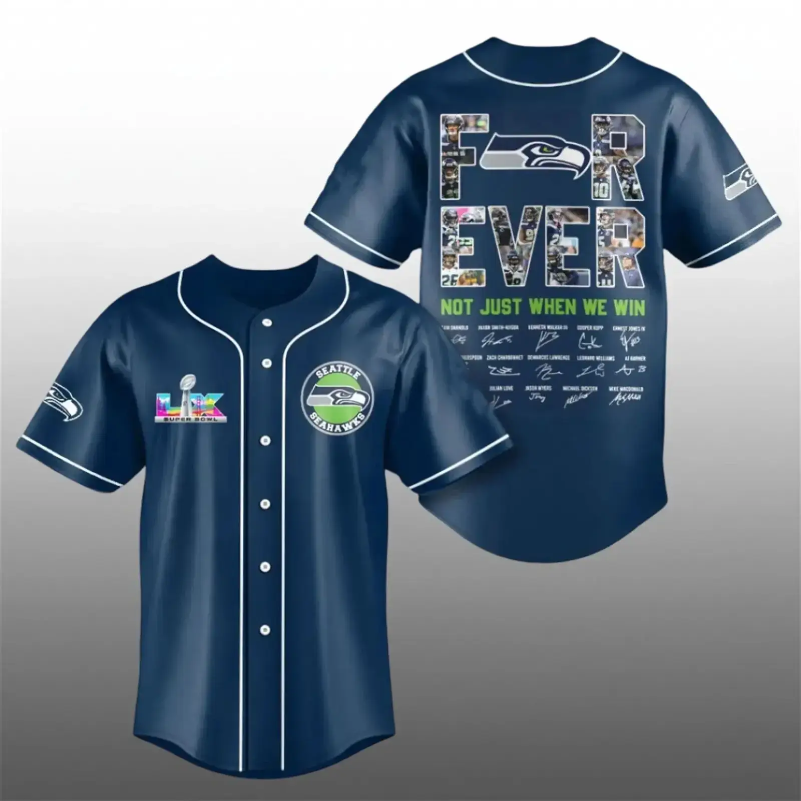Seahawks Bowl LX For Ever Not Just When We Win Baseball Jersey Image