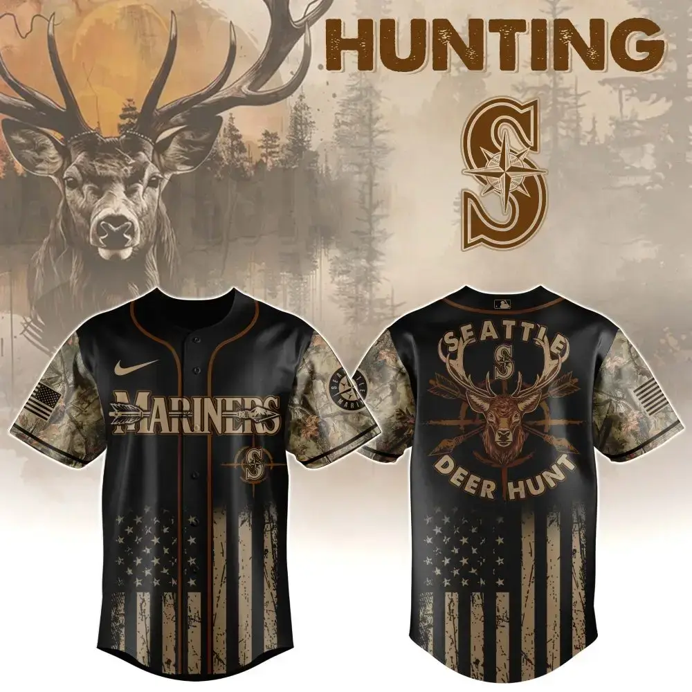 Seattle Deer Hunt Camo Baseball Jersey – Bold Outdoor Style For Hunters & Fans Image