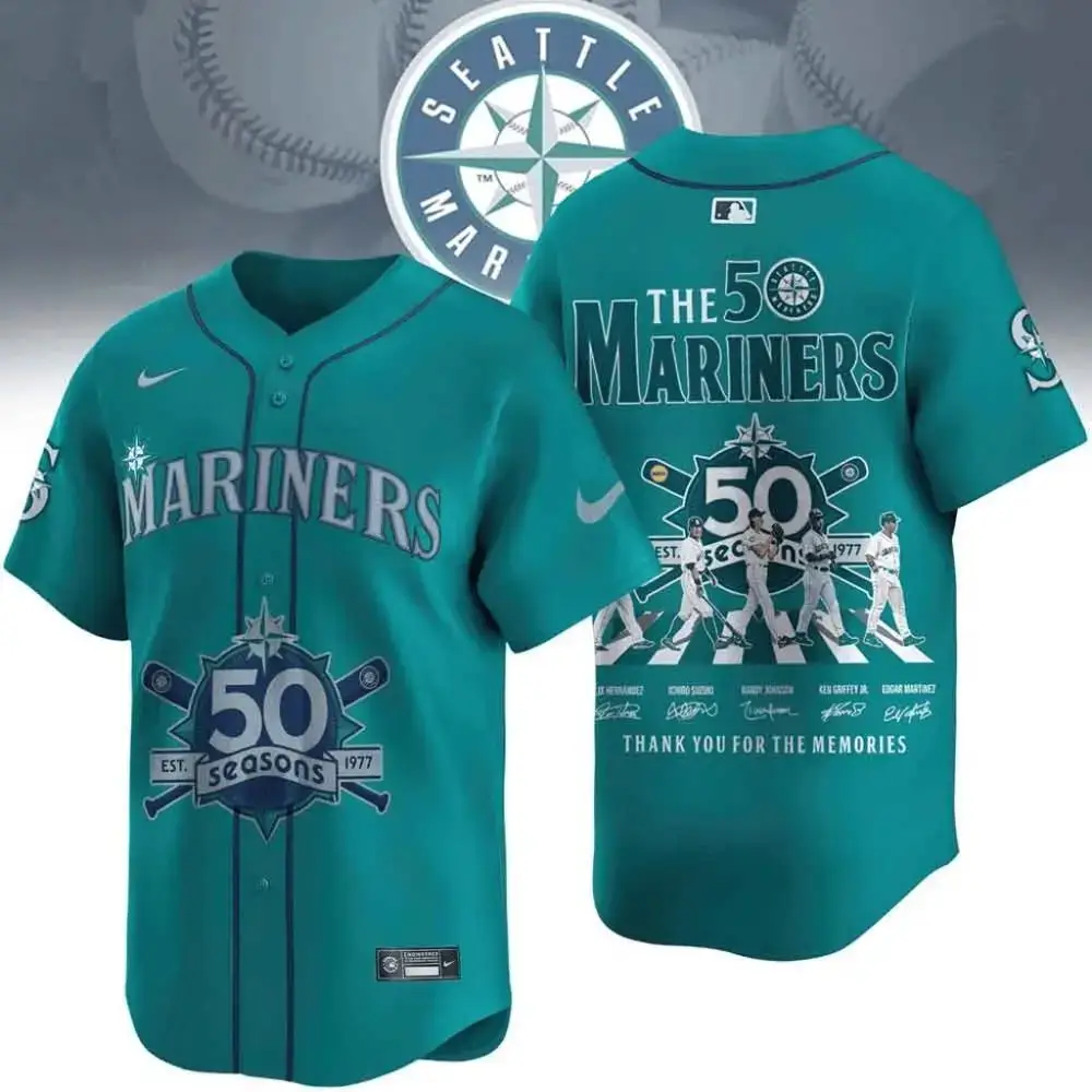 Seattle Mariners 50 Seasons 1977 2027 Anniversary Legends Signatures Jersey Mariners Merch Image