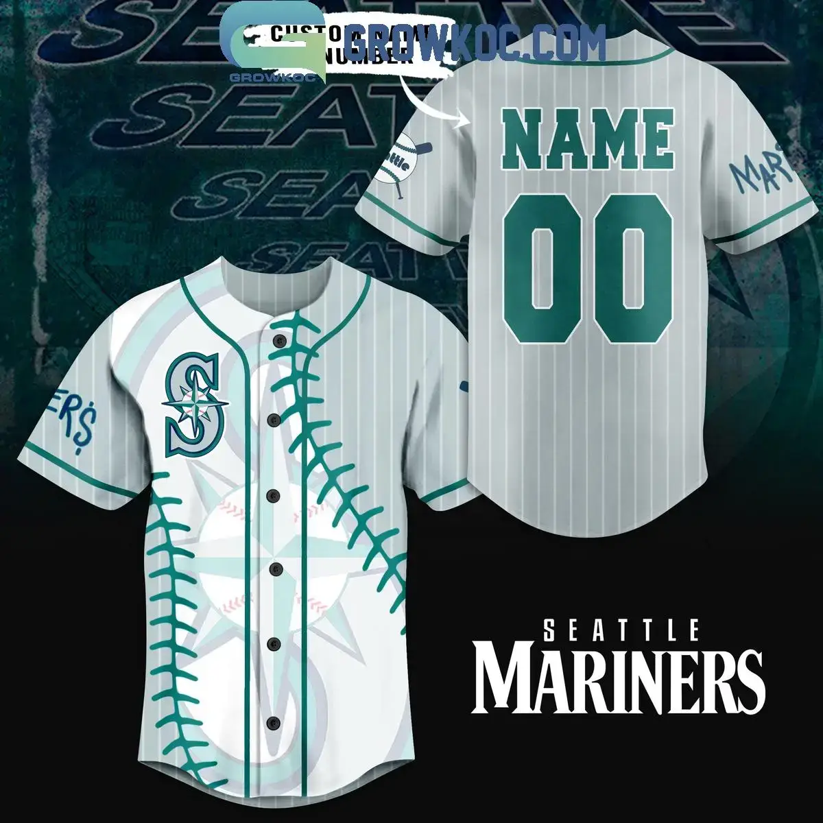 Seattle Mariners Baseball Fan Love Personalized Baseball Jersey Image