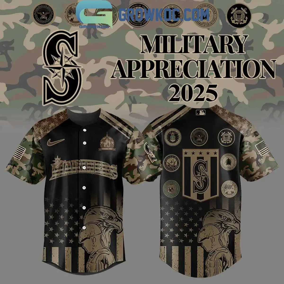 Seattle Mariners Celebrating Military Day Jersey Image