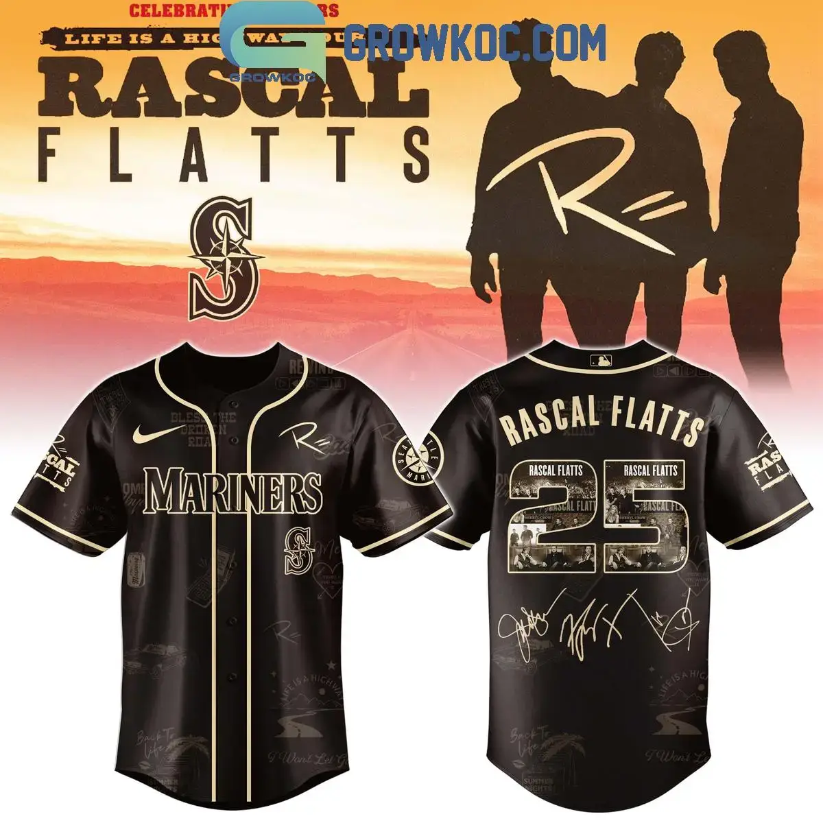 Seattle Mariners Celebrating Rascal Flatts 25 Years Tour Jersey Image