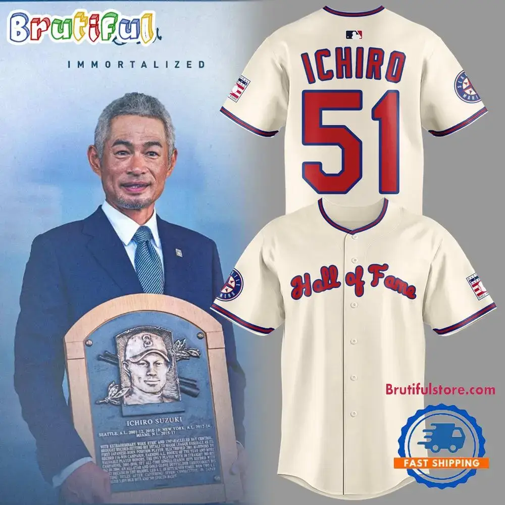 Seattle Mariners Ichiro X Hall Of Fame 2025 Jersey Shirt Image