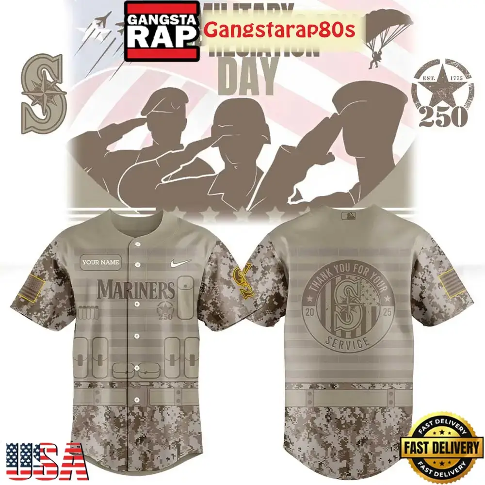 Seattle Mariners Military Appreciation 250th Anniversary 2025 Baseball Jersey Image