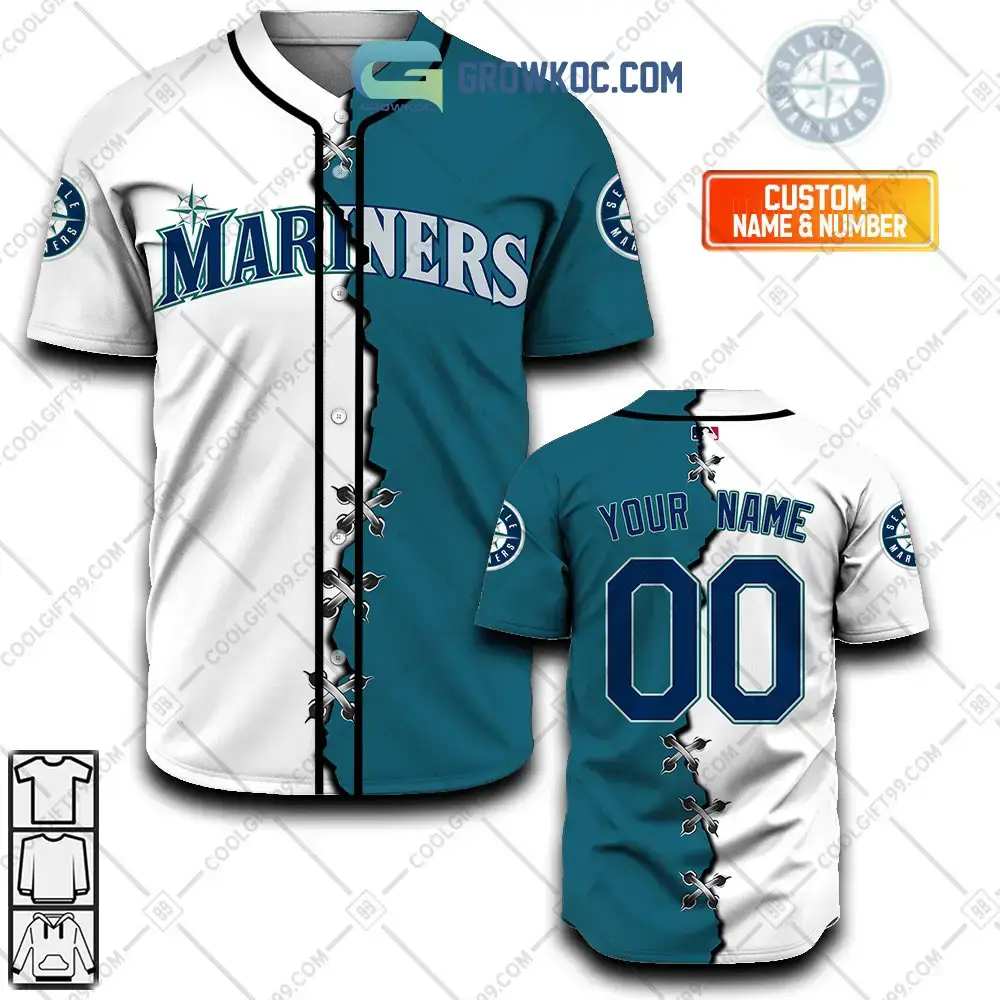 Seattle Mariners MLB Personalized Mix Baseball Jersey Image