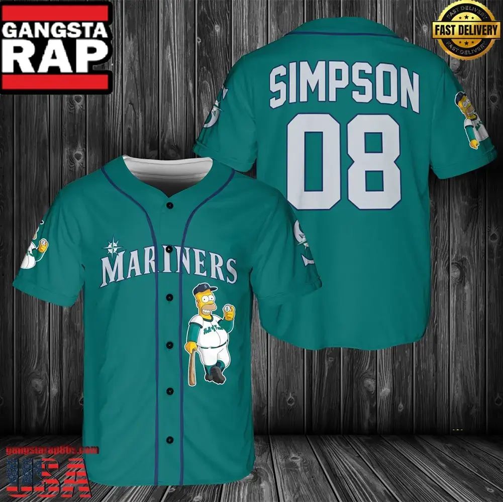 Seattle Mariners MLB Simpson Baseball Jersey - MLB Fan Gifts Image