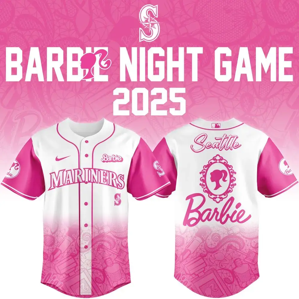 Seattle Mariners Mlb X Barbie Night Custom Baseball Jersey Image