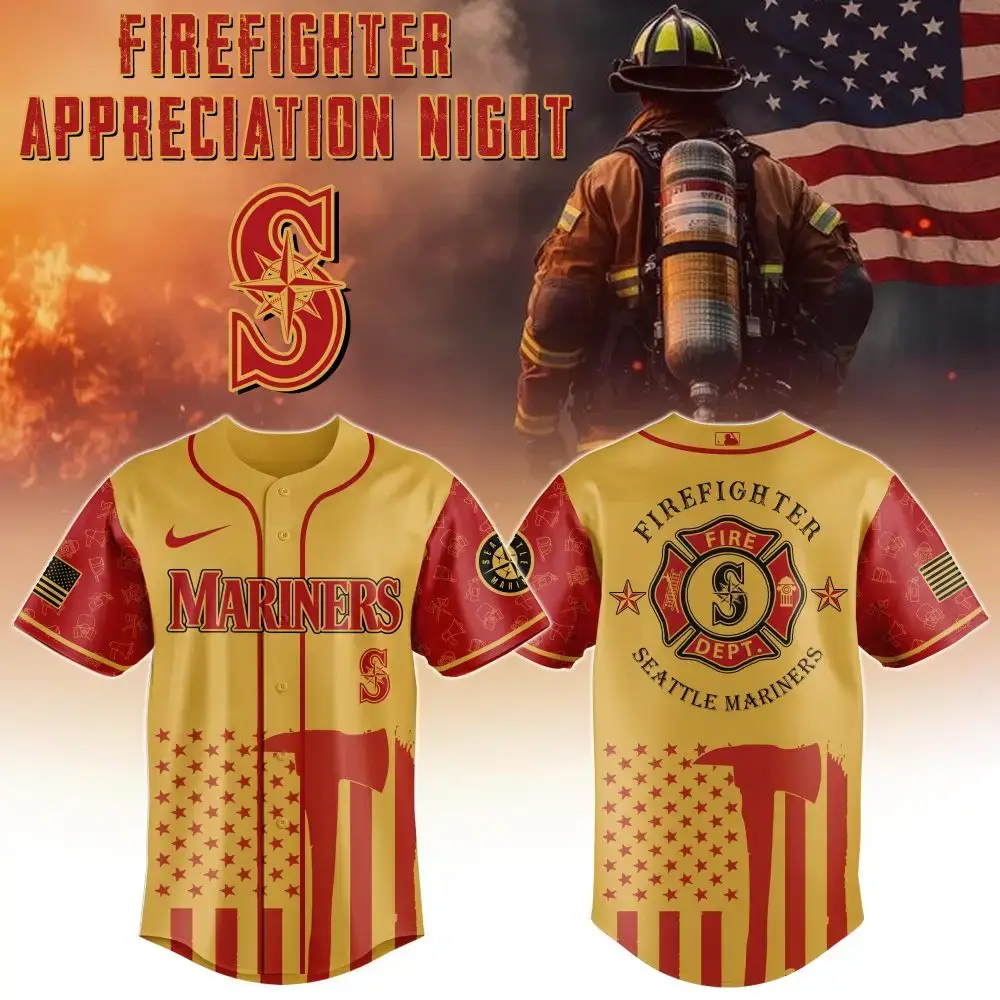 Seattle Mariners Mlb X Firefighter Appreciation Night Special Edition Custom Baseball Jersey Image