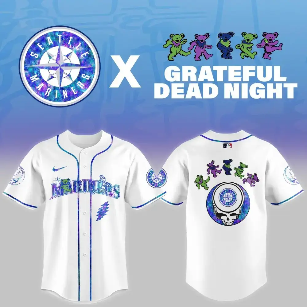 Seattle Mariners Mlb X Grateful Dead Theme Night Game Custom Baseball Jersey Image