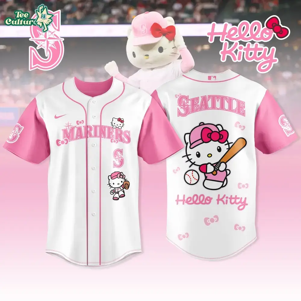 Seattle Mariners MLB x Hello Kitty Night Limited Pink Jersey Image